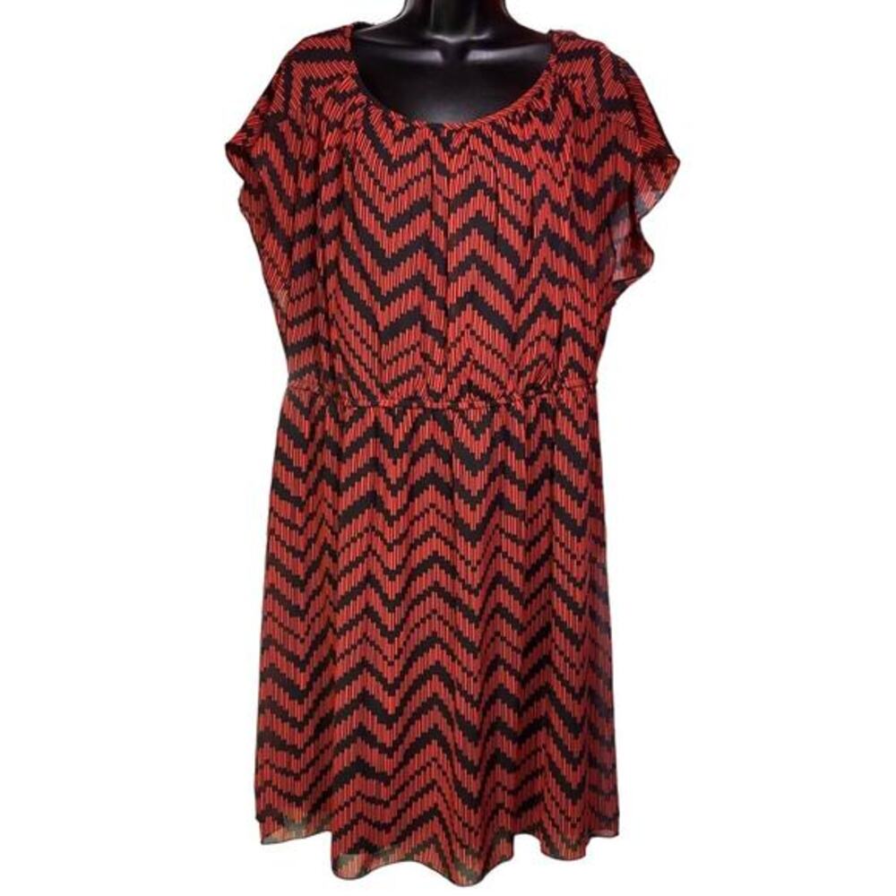 Enfocus Women Red &‎ Black Geometric Lined Sheath Dress Plus Size 18W